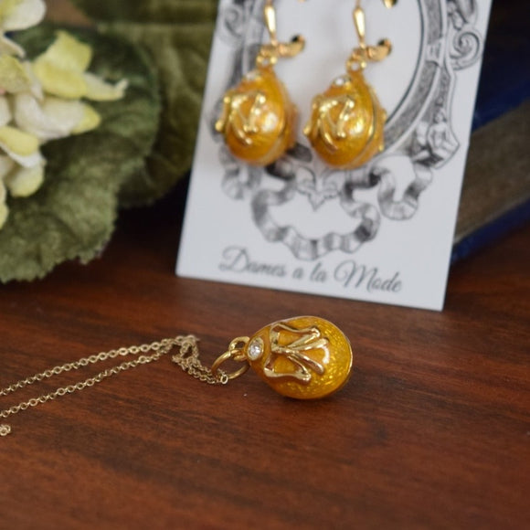Faberge-Inspired Yellow Imperial Egg Necklace - Museum Reproductions