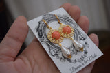 Renaissance Coral, Filigree, and Pearl Earrings