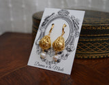 Renaissance Filigree Drop and Pearl Earrings
