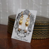 ON SALE! Renaissance Gold and Pearl Hoop Earrings