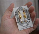 ON SALE! Renaissance Gold and Pearl Hoop Earrings