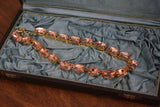 Peach Aurora Crystal Collet Necklace - Large Oval