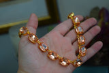 Peach Aurora Crystal Collet Necklace - Large Oval