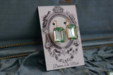 Mint Green Aurora Crystal Earrings - Large Octagon