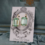 Mint Green Aurora Crystal Earrings - Large Octagon