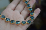 Indian Sapphire Aurora Crystal Collet Necklace - Small Round