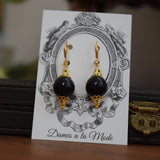 Black and Gold Bead Earrings