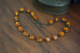 Orange Topaz Paste Riviere Necklace - Large Oval
