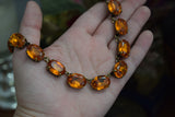 Orange Topaz Paste Riviere Necklace - Large Oval