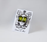 Olive Green Crystal Earrings - Large Octagon