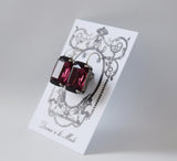 Amethyst Purple Crystal Earrings - Large Octagon