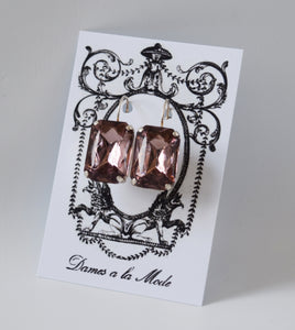 Light Amethyst Purple Crystal Earrings - Large Octagon