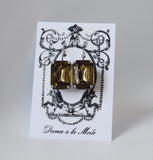 Black Diamond Grey Crystal Earrings - Large Octagon