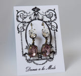 Light Purple and Crystal Earrings - 2 Stone