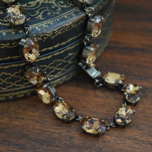 Brown Smoke Topaz Aurora Crystal Collet Necklace - Medium Oval