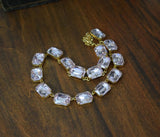 Pale Pink Aurora Crystal Collet Necklace - Large Octagon
