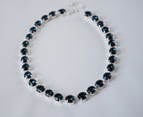 Navy Blue Paste Crystal Riviere Necklace - Small Oval
