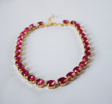 Pink Crystal Necklace, Vintage Swarovski Crystal - Small oval