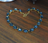 Indian Sapphire Aurora Crystal Collet Necklace - Large Oval