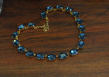 Indian Sapphire Aurora Crystal Collet Necklace - Large Oval