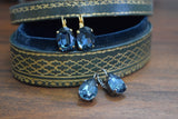 Indian Sapphire Aurora Crystal Earrings - Large Oval or Large Teardrop