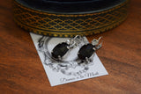 Black Onyx and Crystal 2-Stone Crystal Earrings - Large Oval