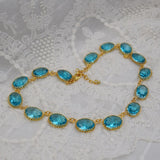 Ocean Blue Crown-set Riviere Necklace - Large Oval