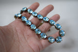 Aquamarine Blue Necklace, Swarovski Crystal - Small oval