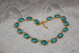 Ocean Blue Crown-set Riviere Necklace - Large Oval