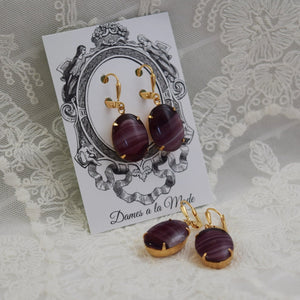 Purple Glass Striated Earrings - SALE!