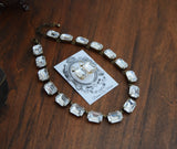 Clear Aurora Crystal Collet Necklace - Large Octagon