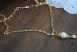 Renaissance Chain and Shell Pearl Pendant Necklace
