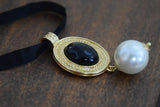 Renaissance Black Stone and Pearl Pendant