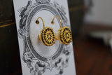 Victorian Black and Gold Earrings - Medium Oval