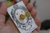Victorian Black and Gold Earrings - Medium Oval