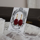 Red Carnelian Dangle Earrings - Large Oval stones