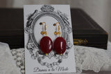 Red Carnelian Dangle Earrings - Large Oval stones