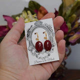 Red Carnelian Dangle Earrings - Large Oval stones