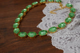 Peridot Green Riviere Necklace - Large Oval