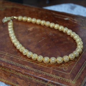 Golden Filigree Bead Necklace
