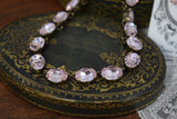 Light Pink Aurora Crystal Necklace - Medium Oval