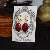 ON SALE! Red Carnelian Dangle Earrings - Large Oval stones
