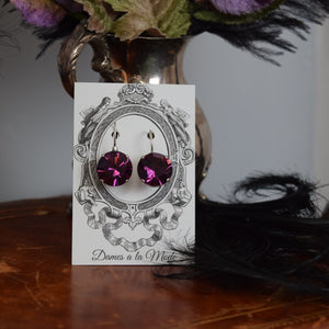 Swarovksi Amethyst Purple Earrings - Medium Round