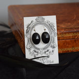 Black Onyx faceted earrings - Large Oval