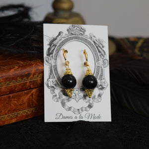 Black and Gold Bead Earrings