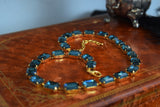 Indian Sapphire Aurora Crystal Collet Necklace - Medium Octagon