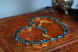 Indian Sapphire Aurora Crystal Collet Necklace - Medium Octagon