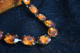 Orange Topaz Aurora Crystal Collet Necklace - Large Oval