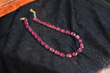 Fuchsia Pink Aurora Crystal Collet Necklace - Medium Oval