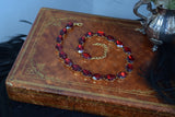 Deep Red Aurora Crystal Collet Necklace - Large Oval